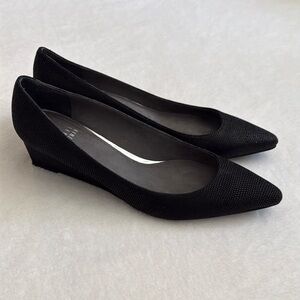 Stuart Weitzman | Goosebump Metallic Dot Textured Pointed Toe Low Wedge (7.5 M)